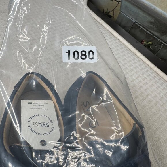 Mens SVL Footwear Size 10 Navy Blue Leather Captoe Oxford Shoes Casual & Dressy